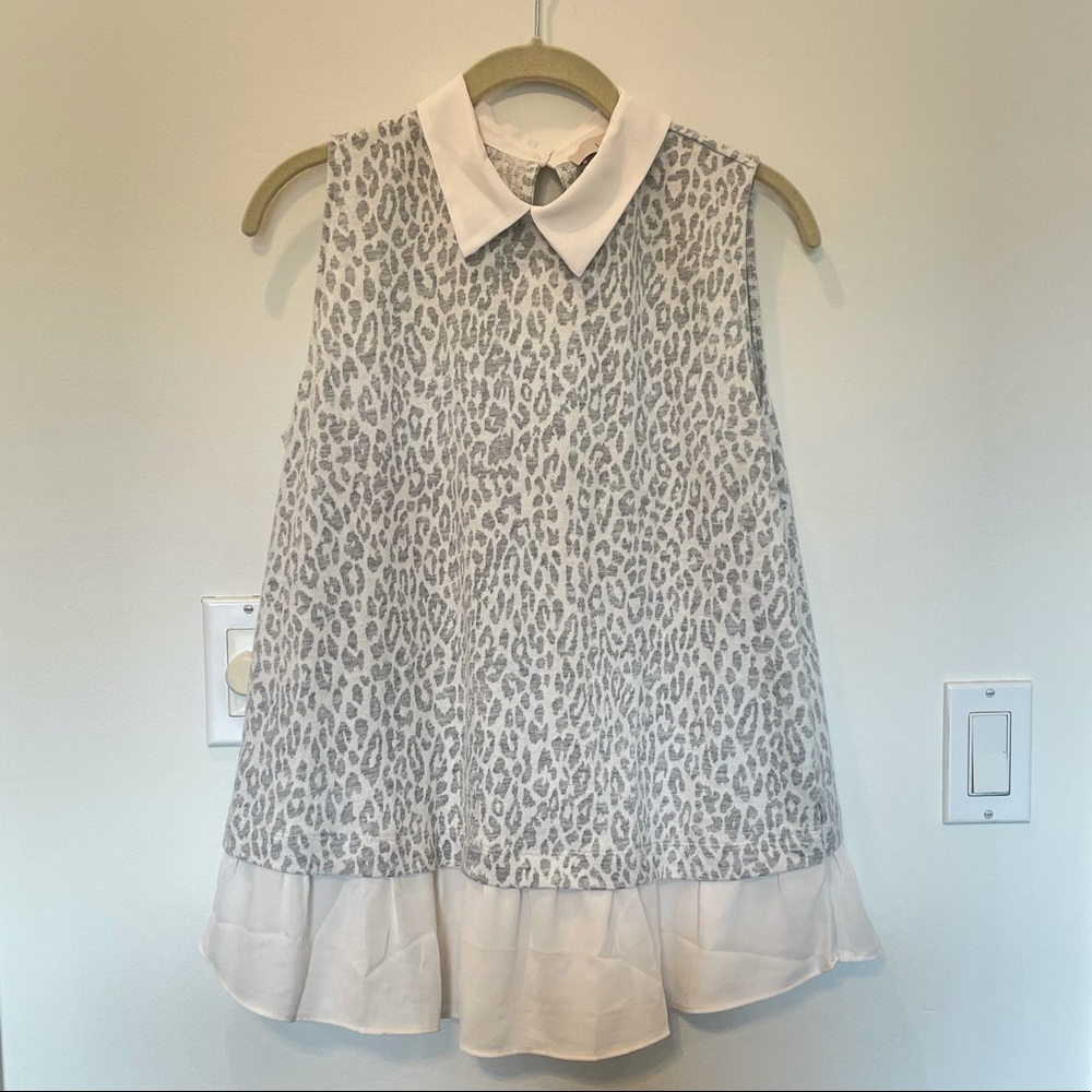 LOFT leopard print peplum top NWT Size M